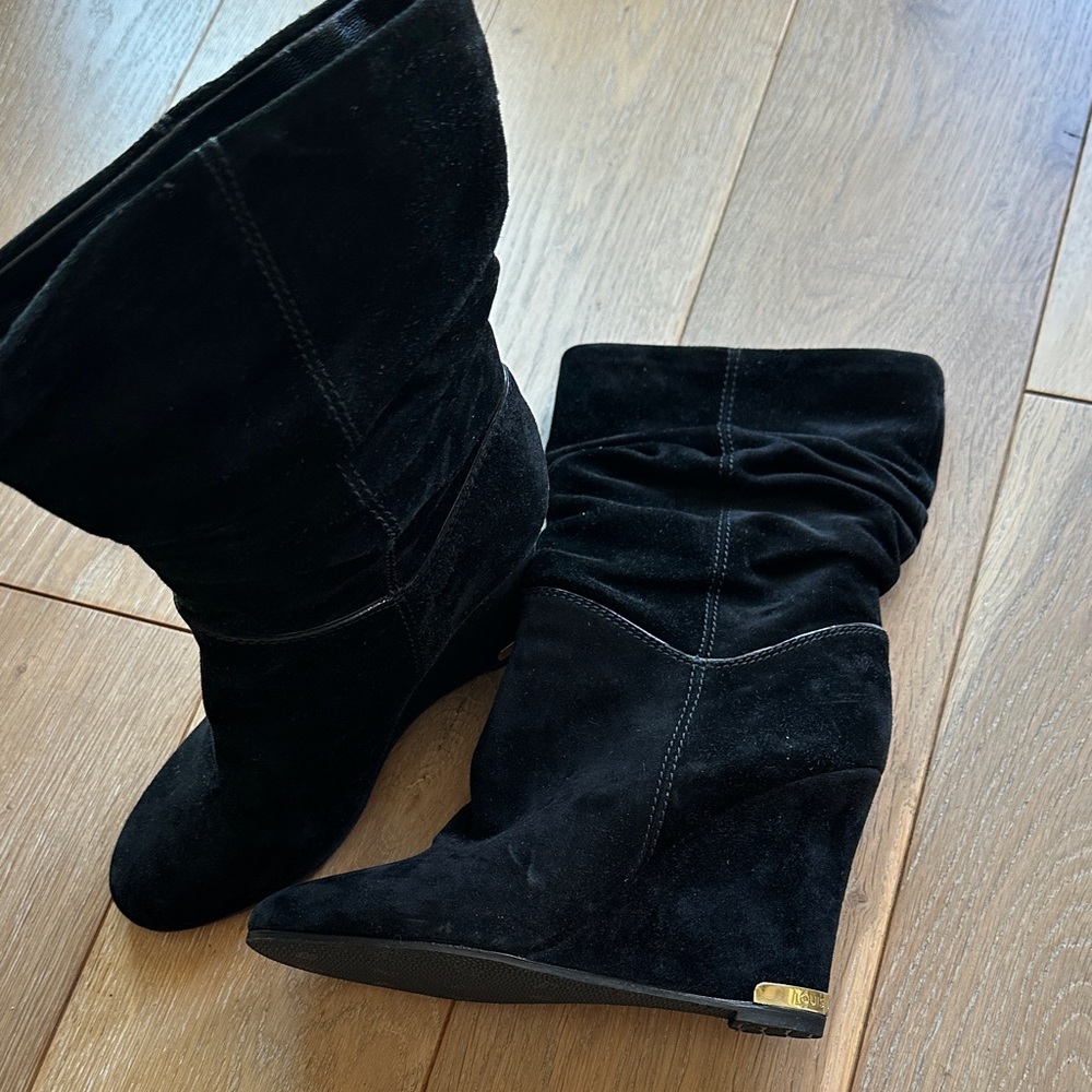 Louis Vuitton Black Suede Wedge Boots